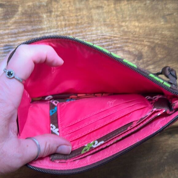 Vera Bradley Lola Wristlet Clutch Brown‎ Blue Wallet - Picture 6 of 8